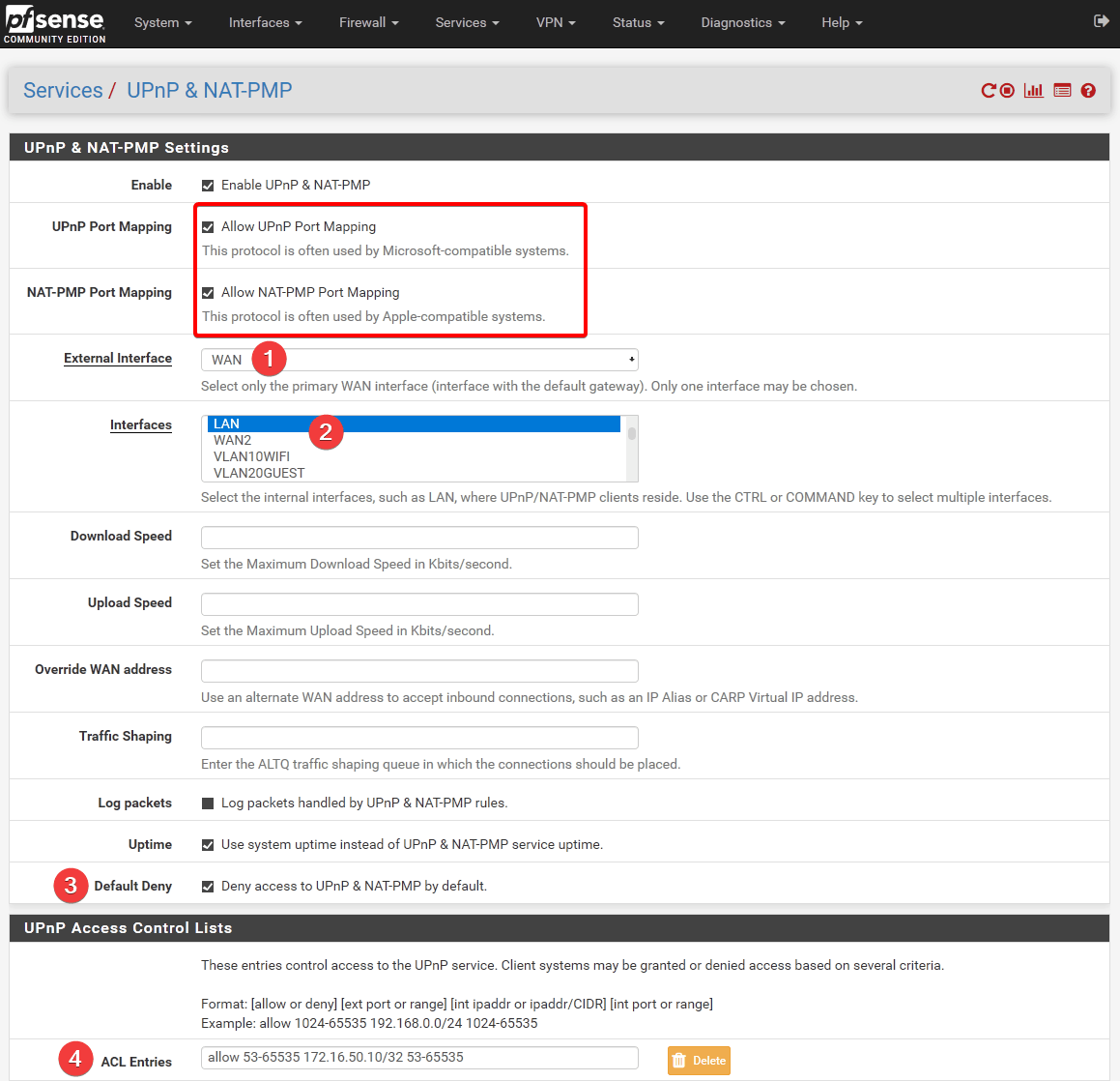 pfsense UPnP settings for cod blackout NAT