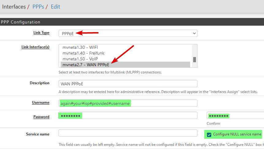 pfSense Assign PPPoE WAN tagged VLAN