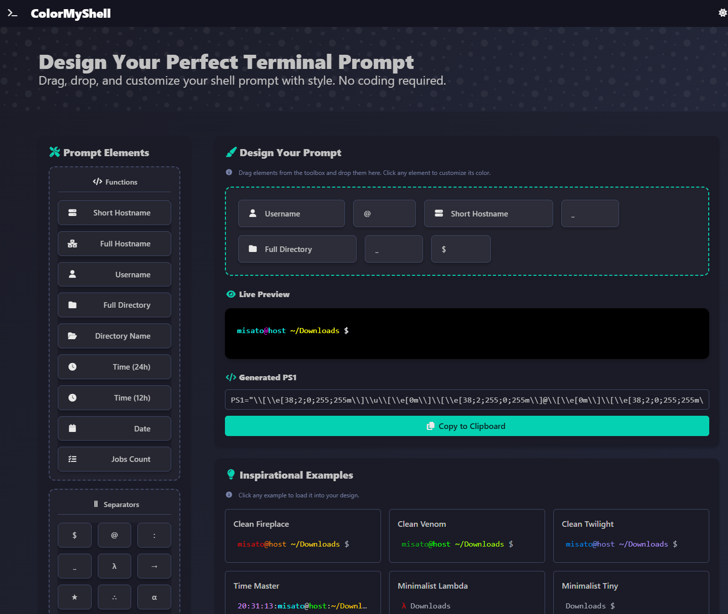 bash color prompt generator